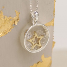 Silver Plated and Inner Golden Star and Crystals Necklace by Peace of Mind